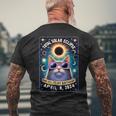 Total Solar Eclipse Yes It's My Birthday April 8 2024 Cat Men's T-shirt Back Print Gifts for Old Men