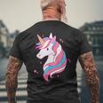 Trans Pride Einhorn Lgbt-Trans-Alliierter Black T-Shirt mit Rückendruck Geschenke für alte Männer