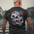 Transgender Pride Trans Flag Skull Roses Subtle Lgbtq Men's T-shirt Back Print Gifts for Old Men