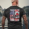Trucker For Freedom Convoy 2022 American Canadian Flag Mens Back Print T-shirt Gifts for Old Men