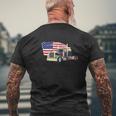 Trucks Truck Driver Semi Truck Driver American Trucker Mens Back Print T-shirt Gifts for Old Men