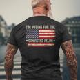 Trump 24 I'm Voting For The Convicted Felon Us Flag Vintage Men's T-shirt Back Print Gifts for Old Men