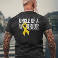 Uncle Of A Warrior Childhood Cancer Dad Ribbon Mens Back Print T-shirt Gifts for Old Men
