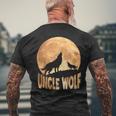 Uncle Wolf Happy Father's Day Matching Wolf Lover Men's T-shirt Back Print Gifts for Old Men