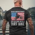 Never Underestimate An Old Man With A Dirt Bike Grandpa Dad Men's T-shirt Back Print Gifts for Old Men