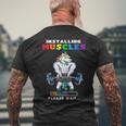Unicorn Installing Muscles Please Wait Gym Men's T-shirt Back Print Gifts for Old Men