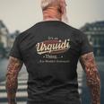 Urquidi Name Urquidi Family Name Crest Mens Back Print T-shirt Gifts for Old Men