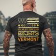 Us Flag American Total Solar Eclipse 2024 Burlington Vermont Men's T-shirt Back Print Gifts for Old Men