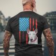 Usa American Flag Patriotic Dog Bull Terrier Men's T-shirt Back Print Gifts for Old Men