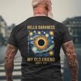 Van Gogh Starry Night Hello Darkness Solar Eclipse 2024 Men's T-shirt Back Print Gifts for Old Men