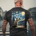 Van Gogh Starry Night Style Artistic Ragdoll Cat Men's T-shirt Back Print Gifts for Old Men