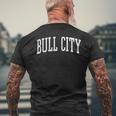 Varsity Distressed Bull City Mens Back Print T-shirt Gifts for Old Men