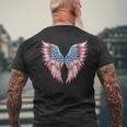 Veterans Day 4Th Of July Patriotic Wings Angel Usa Flag Patriotic Mens Back Print T-shirt Gifts for Old Men