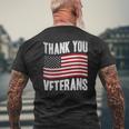 Veterans Day American Flag Theme Thank You Veterans Mens Back Print T-shirt Gifts for Old Men