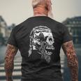 Viking Warrior Skull With Great Beard Mens Back Print T-shirt Gifts for Old Men