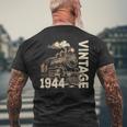 Vintage 1944 Steampunk Steam Train Locomotive 80Th Birthday Men's T-shirt Back Print Gifts for Old Men