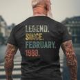 Vintage 1988 34Th Birthday Legend Since February 1988 Men's T-shirt Back Print Gifts for Old Men