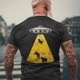 Vintage Alien Ufo Cow Abduction Roswell RetroYellow Men's T-shirt Back Print Gifts for Old Men