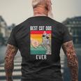 Vintage Best Cat Dad Ever Father's Day Mens Back Print T-shirt Gifts for Old Men