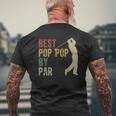 Vintage Best Pop Pop By Par Golfing Father's Day Grandpa Dad Mens Back Print T-shirt Gifts for Old Men