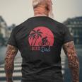 Vintage Bike Dad With Red Retro Sunset Mens Back Print T-shirt Gifts for Old Men