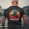 Vintage Brockport New York Total Solar Eclipse 2024 Men's T-shirt Back Print Gifts for Old Men