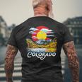 Vintage Colorado Flag Maroon Bells Retro Mountains Graphic Men's T-shirt Back Print Gifts for Old Men