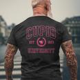 Vintage Cupid University College Cute Valentines Day Men's T-shirt Back Print Gifts for Old Men