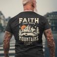 Vintage Faith Can Move Mountains Christian Men's T-shirt Back Print Gifts for Old Men