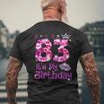 Vintage Happy 83 It's My Birthday Crown Lips 83Rd Birthday Men's T-shirt Back Print Gifts for Old Men