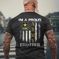 Vintage I'm A Proud Army Brother With American Flag Men's T-shirt Back Print Gifts for Old Men