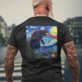 Vintage Japanese Monster Kaiju In Van Gogh Starry Night Men's T-shirt Back Print Gifts for Old Men
