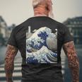 Vintage Japonés Tatuaje Arte Kanagawa La Gran Ola Camiseta Hombre Estampado Espalda Regalos para ancianos