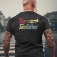 Vintage The Jazzfather Happy Father's Day Trumpet Player Mens Back Print T-shirt Gifts for Old Men