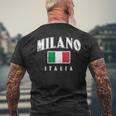 Vintage Milano Italia Recuerdo Italiano Milan Italia Camiseta Hombre Estampado Espalda Regalos para ancianos