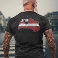 Vintage Patriotic Letts Latvians Pride Latvia Flag Men's T-shirt Back Print Gifts for Old Men