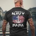 Vintage Proud Navy Papa With American Flag Veteran Men's T-shirt Back Print Gifts for Old Men