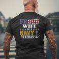 Vintage Proud Wife Of A Navy For Veteran Mens Back Print T-shirt Gifts for Old Men