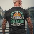 Vintage Pushing Limits Breaking Barriers Athlete Race Marath Men's T-shirt Back Print Gifts for Old Men