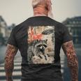 Vintage Raccoon Ufo Alien Animal Raccoon T-Shirt mit Rückendruck Geschenke für alte Männer