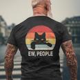 Vintage Retro Ew People Black Cat Men's T-shirt Back Print Gifts for Old Men