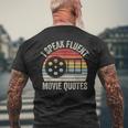 Vintage Retro I Speak Fluent Movie Quotes Movie Lover Men's T-shirt Back Print Gifts for Old Men