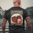 Vintage Strawberry Vegetarian Fruit Strawberries Vegan Men's T-shirt Back Print Gifts for Old Men