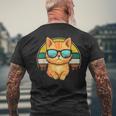Vintage Style Orange Tabby Cat Friendly Wearing Sunglasses Men's T-shirt Back Print Gifts for Old Men