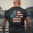 Vintage Usa Flag 4Th Of July Paw Print Patriotic Dog Lover Men's T-shirt Back Print Gifts for Old Men