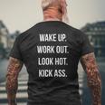 Wakeup Workout Look Hot Kickass Gym Fitness Mens Back Print T-shirt Gifts for Old Men