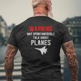 Warning May Spontaneously Talk About Airplane S For Men Mens Back Print T-shirt Gifts for Old Men