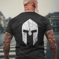 Warrior Spartan Helmet Sparta Soldiers Gladiator Leonidas Men's T-shirt Back Print Gifts for Old Men