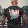 Watercolor Heart Valentine's Day Vintage Graphic Valentine Men's T-shirt Back Print Gifts for Old Men