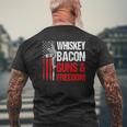 Whiskey Bacon Guns Freedom On Back Us Flag Dad Grandpa Mens Back Print T-shirt Gifts for Old Men